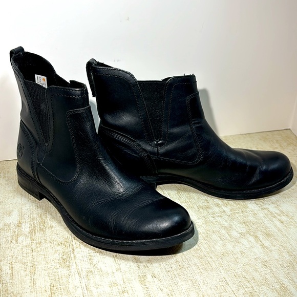 Timberland Ladies "Savin Hill" #8669A Black Leather Pull on Boots - Size 7.5 - Picture 12 of 12